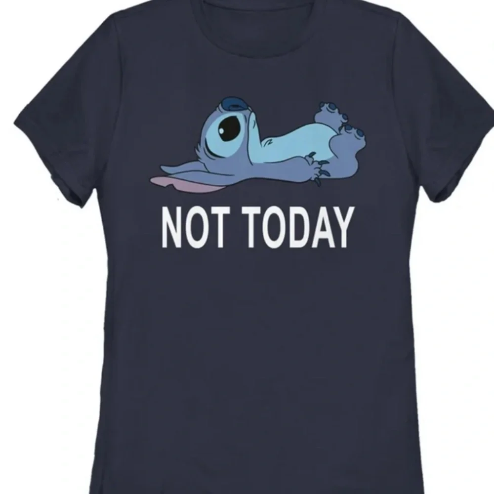 STITCH  MEDUIM NOT TODAY WOMENS GRAPHICS TEE BLACK NWT - Picture 2 of 4